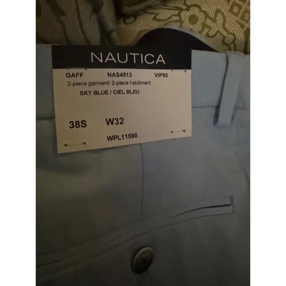 NAUTICA Modern-Fit Stretch Cotton Suit 38S Jacket / 32 Pants NAS4513 NEW $395